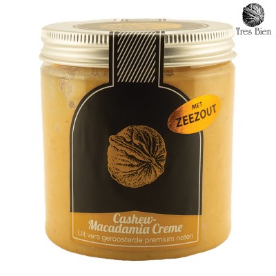 Cashew-macadamia crème met zeezout Cashew-macadamia crème met zeezout