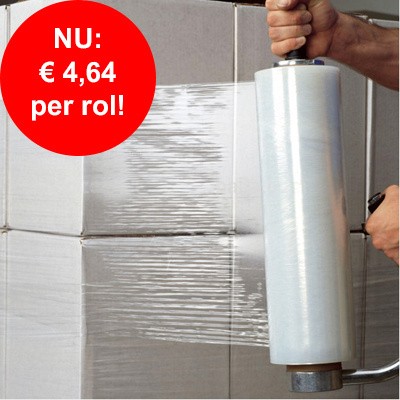 Goedkope handrekwikkelfolie 50 cm x 20 my x 300 mtr. transparant: goedkoper dan ooit! Goedkope handrekwikkelfolie 50 cm x 20 my x 300 mtr. transparant: goedkoper dan ooit!