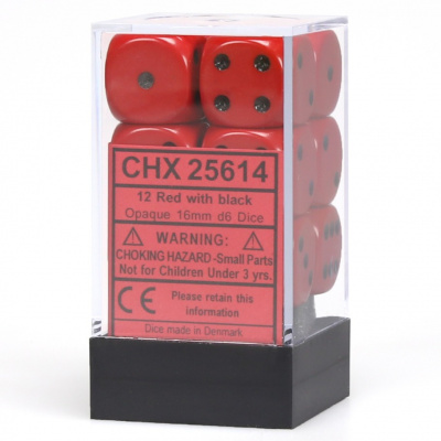 Dice Set Opa Poly Red/Black 16mm (12Pcs) DICES Dice Set Opa Poly Red/Black 16mm (12Pcs) DICES