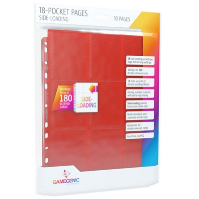 TCG Side-Loading 18-Pocket Pages Pack Red (10 Pages) SLEEVES TCG Side-Loading 18-Pocket Pages Pack Red (10 Pages) SLEEVES