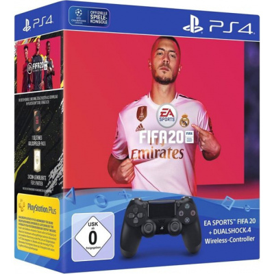 Sony Wireless Dualshock 4 Controller V2 (Jet Black) + Fifa 20 PS4 Sony Wireless Dualshock 4 Controller V2 (Jet Black) + Fifa 20 PS4
