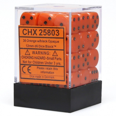 Dice Set Opa Orange/Black 12mm (36Pcs) DICES Dice Set Opa Orange/Black 12mm (36Pcs) DICES
