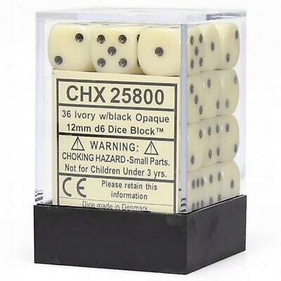 Dice Set Opa Ivory/Black 12mm (36Pcs) DICES Dice Set Opa Ivory/Black 12mm (36Pcs) DICES