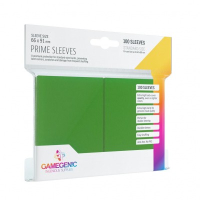 TCG Prime Sleeves 66 x 91 mm - Green (Standard Size/100 Stuks) SLEEVES TCG Prime Sleeves 66 x 91 mm - Green (Standard Size/100 Stuks) SLEEVES