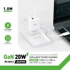 Afbeelding van Wave WA-166-20 Travel Fast Charger USB-A & USB-C (20Wat) with USB-C to USB-C Cable 1M (wit)