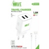 Image of Wave WA-103-10 Travel Charger 2 x USB-A (10.5 Wat) With Micro Cable 1m (White) - LK