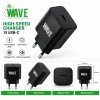 Afbeelding van Wave WA-445B Snelle USB-C Lader 25W (Zwart) 1 stuks Bulk Adapter