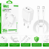 Image of Wave WA-253-20 Quick Travel Charger 35W 2Port Type-C + C Cable (White)