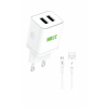 Image of Wave WA-103-10 Travel Charger 2 x USB-A (10.5 Wat) With Micro Cable 1m (White) - LK