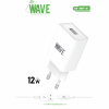 Afbeelding van Travel Charger 12W USB-A Port With Lightning Cable | Wave WA-319W-30 (White)