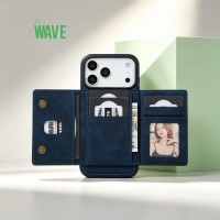 Wave Magsafe Hoes met portemonnee iPhone 17 Pro Max - Blauw