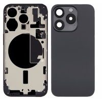 Apple iPhone 15 Pro Pulled Mid-Frame Housing with Some Small Parts + Back Cover No Battery (Black)