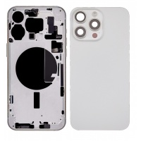 Apple iPhone 15 ProMax Pulled Mid-Frame Housing with Some Small Parts + Back Cover No Battery (White