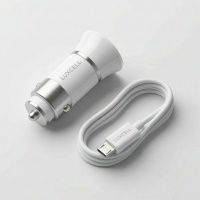 Car Charger Dual USB-A Port With Micro Cable 3.4A (White)