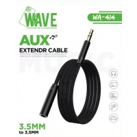 Wave WA-414 AUX Extendr Cable 3.5 mm To 3.5 mm 1M (Black)