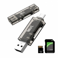 Wave WA-265 USB + Type-C 2in1 Memory Card Reader & Writer Plug and Play