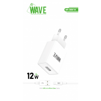 Travel Charger 12W USB-A Port With USB Micro Cable | Wave WA-319W-10 (White)