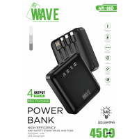 Wave WA-88B Mini Portable 4-Output Power Bank 4500 mAh (Black) - LA
