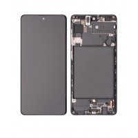 Samsung Galaxy A71 Pulled B-Grad LCD Scherm Met Frame (Zwart)