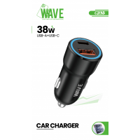 Wave C213B Car Charger With Type-C & USB Port 38W (Black)