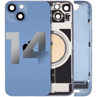 Apple iPhone 14 Pulled Mid-Frame Housing with Parts + Back Cover (Blue)