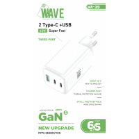 Wave WA-219 GaN 5e Super Fast Adapter 65W 2 type-C + USB-A