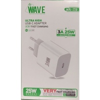 Wave WA-170 Ultra High USB-C Adapter Very Fast Charging (3A-25Wat) With 1-USB-C Port (White) - UU