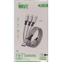 Wave WA-178 (USB+Tybe-C) 2 in 3 Charging And Data Transmission Cable(150 CM) Support Type-C / Micr