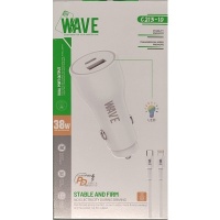 Wave 2 C213-10 Port Smart Car Charger With Type-C & USB Port 38W (C213-10) -UC