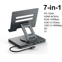 Wave Laptop & Tablet Stand + 7 in 1 Type-C Docking Station 