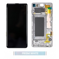 Samsung Galaxy S10 (SM-G973F) service pack LCD Display Assembly With Frame + Battery (Prism White)