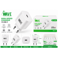 Wave WA-445W Snelle USB-C Lader 25W (wit) 10 stuks Bulk Adapter