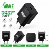Wave WA-445B Snelle USB-C Lader 25W (Zwart) 1 stuks Bulk Adapter