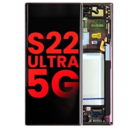 Samsung Galaxy S22 Ultra 5G (SM-S908B) Pulled LCD Display Assembly With Frame (Burgundy)