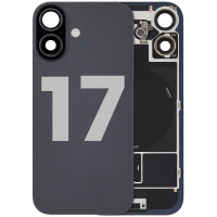 iPhone 17 Pulled Achter Glass Met Metaal Stalen plaat+magneet+NFC -Zwart