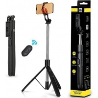 Easily Record Life Selfie Stick with Tripod Stand (Model Q05) (Black) -CY