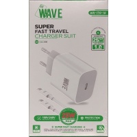 Wave WA-170-10 Super Fast Travel Charger Suit USB-C (25Wat) with USB-C to USB-C Cable 1M (White) –