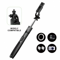 Wave WA-324 Easily Record Life Selfie Stick with Tripod Stand (Black)