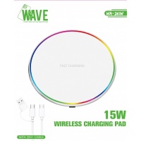 Wave WA-261W Wireless Charginf Pad 15W With 2in1 Cable (White) -LK