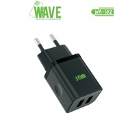 Wave WA-102 Wall Charger 2 x USB-A (10.5 Wat) (Black) - LL