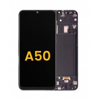 Samsung Galaxy A50 (A505F) Pulled LCD Scherm Met Frame (Zwart)