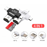Card Reader / OTG 4 in 1 (Black & White) - White