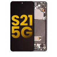Samsung Galaxy S21 Pulled LCD Scherm Met Frame (Gray / Zwart)(B-Grade)
