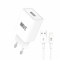 Travel Charger 12W USB-A Port With Lightning Cable | Wave WA-319W-30 (White)