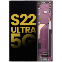 Samsung Galaxy S22 Ultra 5G (SM-S908B) service pack LCD Display Assembly With Frame (Burgundy)