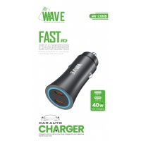 Wave WA-335B Car Charger Dual Port USB -C 40W (Black)