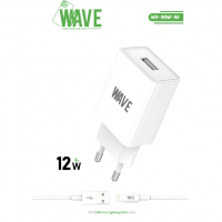 Travel Charger 12W USB-A Port With Lightning Cable | Wave WA-319W-30 (White)