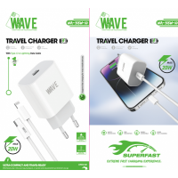 Quick Travel Charger 20W USB-C Port With 1M PD Cable | Wave WA-315W-10 (White)