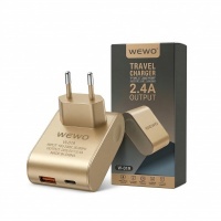 W-019 Two port Tybe-C And USB-A Travel Adabter 2.4A 