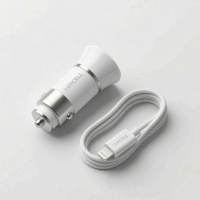 Car Charger Dual USB-A Port + USB to Lightining Cable 3.4A (White)
